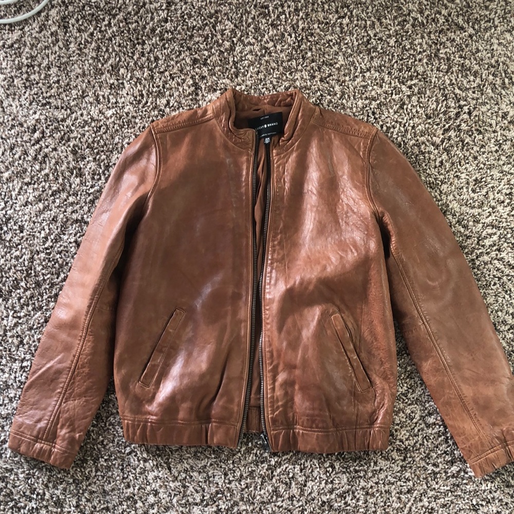 Brown leather jacket